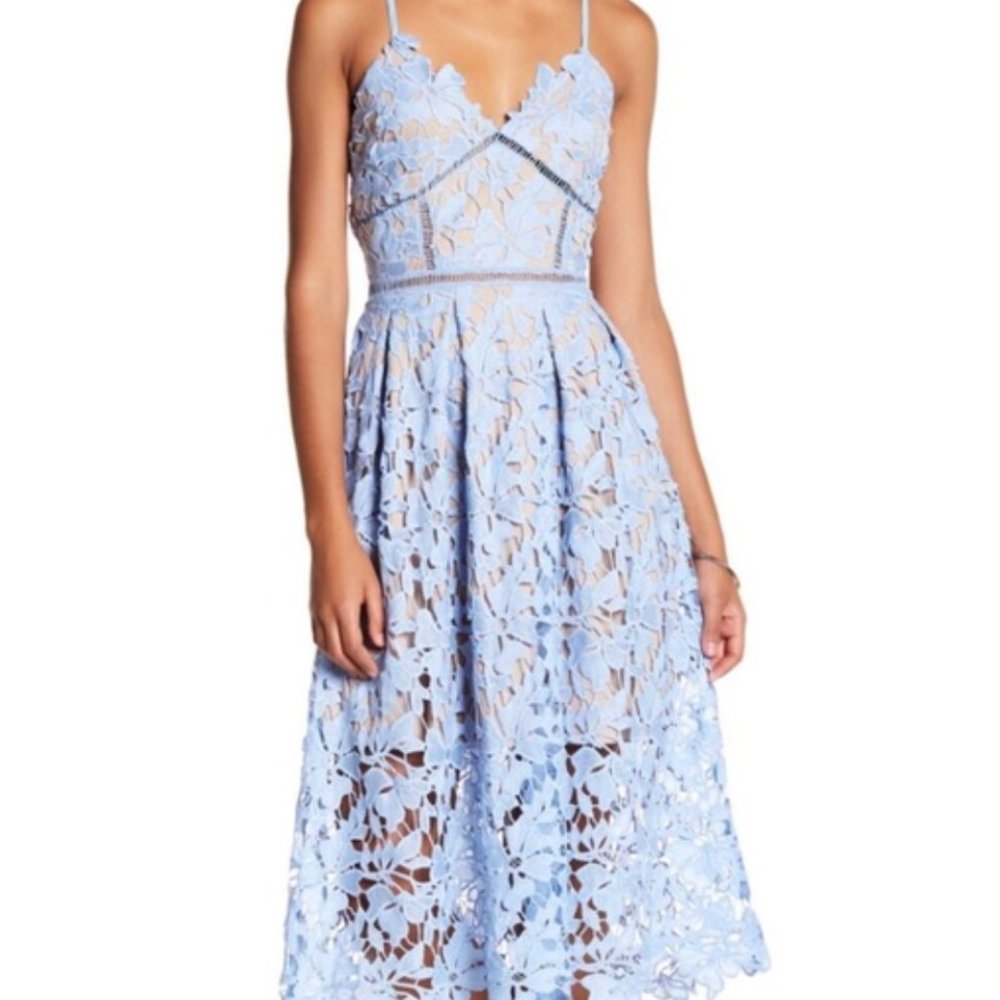 love...ady Lace Dress Blue/Tan